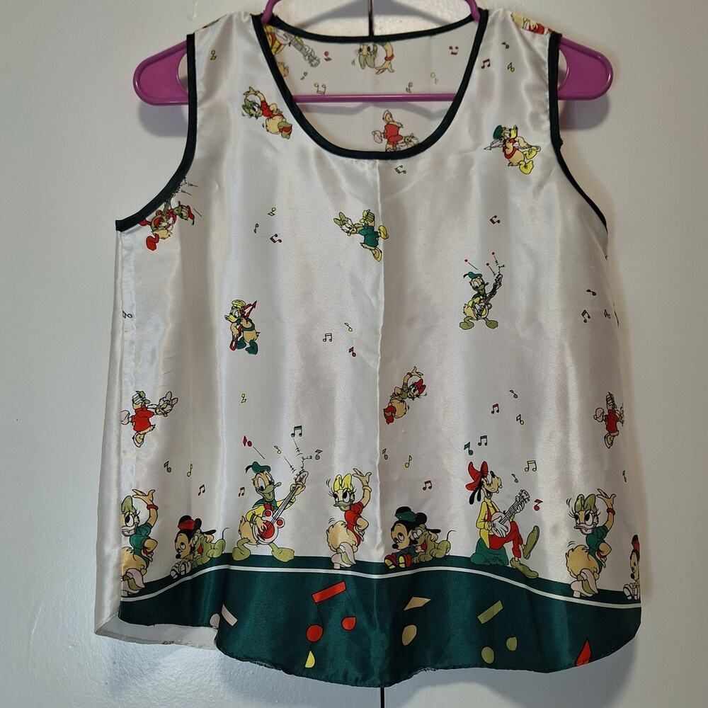 Disney Mickey Mouse and Friends Satin Pajama Top Handmade Small